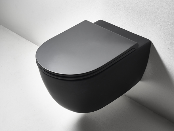 КОМПЛЕКТ Унитаз SIMAS TREVI подвесной безободковый с сиденьем с крышкой с микролифтом цвет черный матовый TR18/F85.NM+TR004.NM