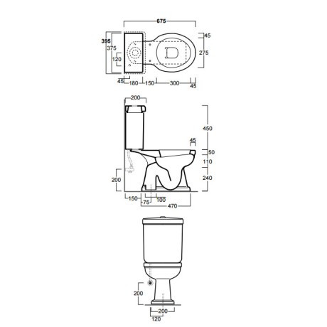 Бачок SIMAS LONDRA на чашу унитаза моноблок в комплекте с механизмом слива цвет белый бронза LO922/D21BR