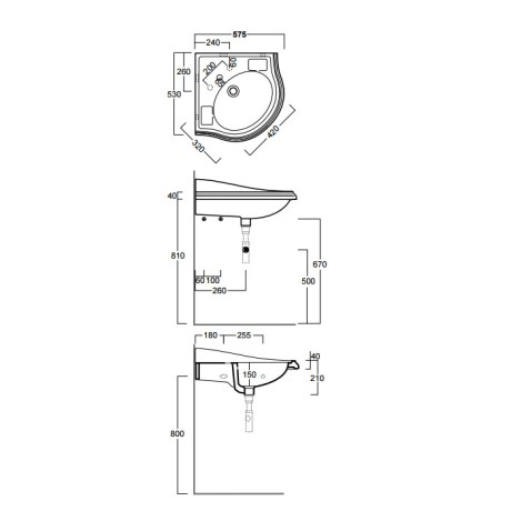 Раковина SIMAS ARCADE угловая подвесная на консоль с одним отверстием со спинкой цвет белый AR884