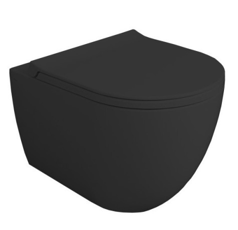 Комплект унитаз SIMAS VIGNONI подвесной безободковый  с сиденьем с микролифтом цвет черный матовый VI18/F85.NM +VI004.NM +VI19/F85.NM Биде SIMAS VIGNONI подвесное с одним отверстием цвет черный матовый