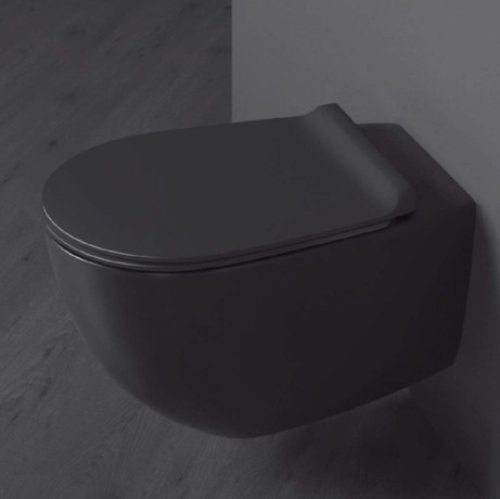 Комплект унитаз SIMAS VIGNONI подвесной безободковый  с сиденьем с микролифтом цвет черный матовый VI18/F85.NM +VI004.NM +VI19/F85.NM Биде SIMAS VIGNONI подвесное с одним отверстием цвет черный матовый