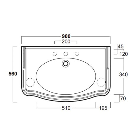 Раковина SIMAS ARCADE подвесная на тумбу на ноги на кронштейны с одним отверстием со спинкой цвет белый AR864
