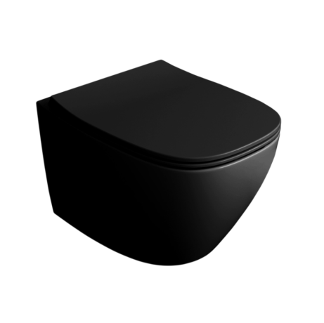 Комплект Унитаз SIMAS JUNIPER подвесной безободковый с вихревым смывом с сиденьем крышкой с микролифтом цвет черный матовый KJU18.NM