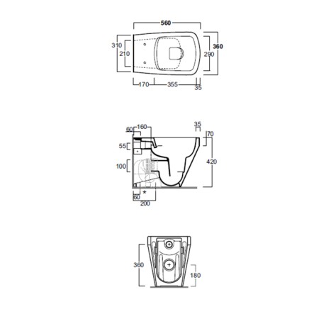Унитаз SIMAS BADEN BADEN напольный приставной безободковый цвет белый BB01/F91