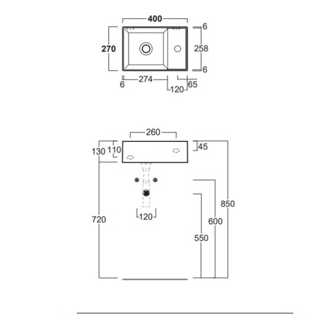 Раковина SIMAS AGILE подвесная или накладная с одним отверстием с полкой правой цвет белый AG40