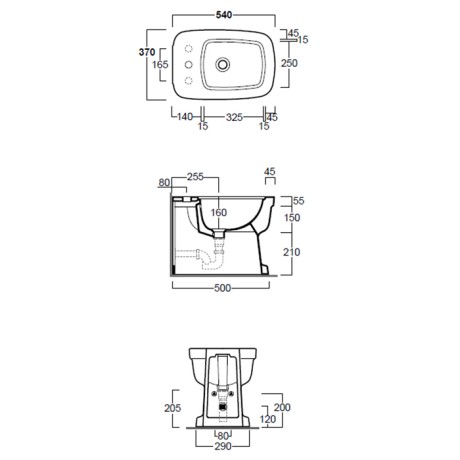 Биде SIMAS EVOLUTION Напольное приставное с одним отверстием цвет белый EVO04
