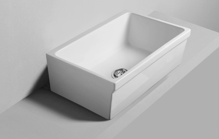 Кухонная мойка SIMAS LAVABI накладная глазированная с 4 сторон без отверстий цвет белый Q536