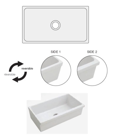 Кухонная мойка SIMAS LAVABI накладная глазированная с 4 сторон без отверстий цвет белый Q536