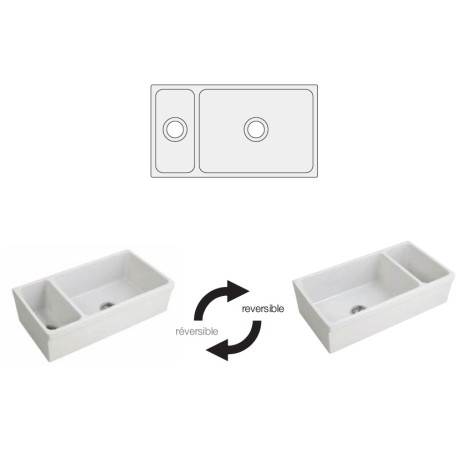 Кухонная мойка SIMAS LAVABI накладная двойная глазированная с 4 сторон без отверстий цвет белый Q542