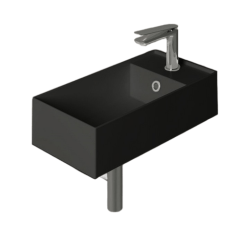 Раковина SIMAS AGILE подвесная или накладная с одним отверстием с полкой правой цвет черный  AG50.NE