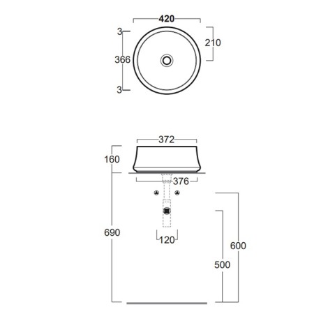 Раковина SIMAS SHARP накладная без отверстий цвет белый SH02