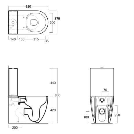 Бачок SIMAS VIGNONI на чашу унитаза моноблок с механизмом цвет белый VI09