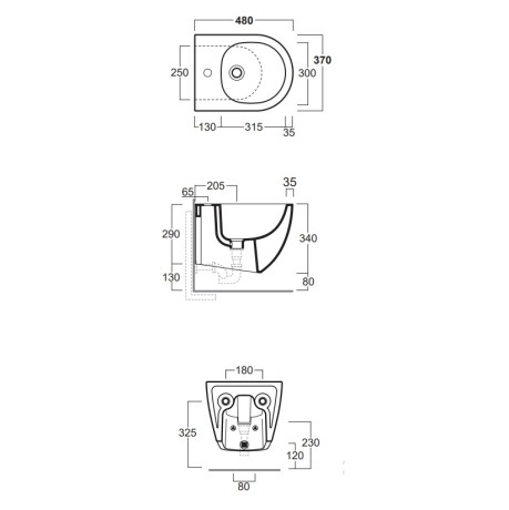 Биде SIMAS VIGNONI XS подвесное с одним отверстием цвет белый VI29/F85