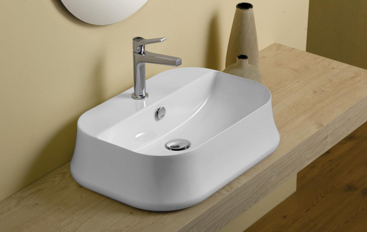 Раковина SIMAS SHARP накладная с одним отверстием цвет белый SH09