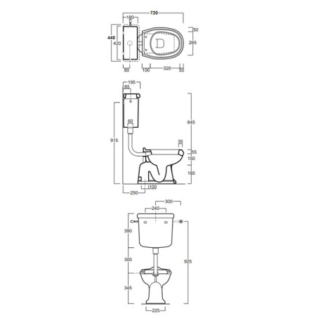 Бачок SIMAS ARCADE Настенный на средней трубе с боковой ручкой смыва цвет белый AR812