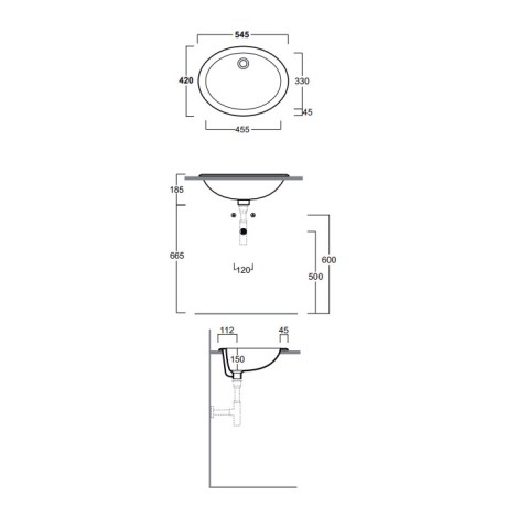 Раковина SIMAS LAVABI встраиваемая сверху без отверстий MARINE цвет белый S50P