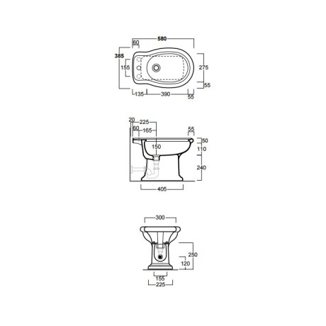 Биде SIMAS LANTE Напольное приставное с одним отверстием цвет белый LA04