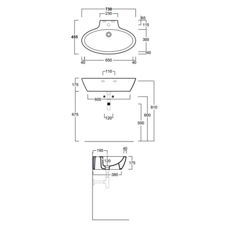 Раковина SIMAS LFT Spazio подвесная или накладная с одним намеченным отверстием цвет белый LFT34