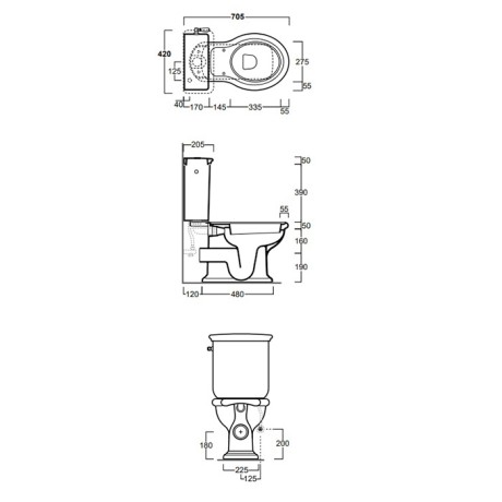 Бачок SIMAS LANTE на чашу унитаза моноблок с боковой ручкой смыва цвет белый LA09B