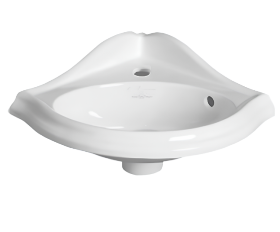 Раковина SIMAS ARCADE угловая подвесная на консоль с одним отверстием слева со спинкой цвет белый AR036