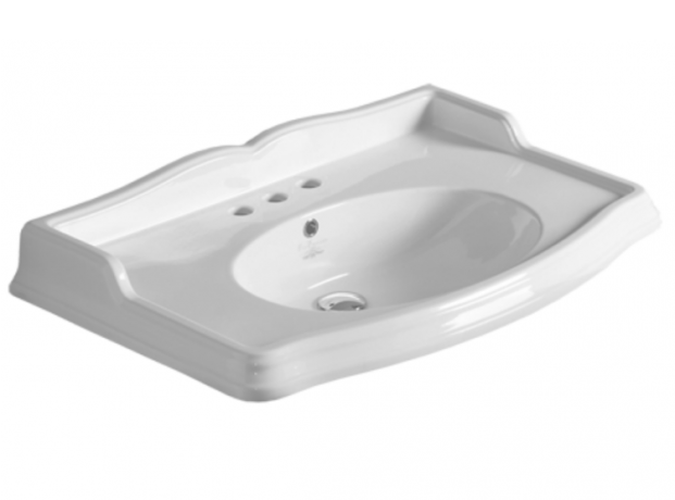 Раковина SIMAS ARCADE подвесная на тумбу на ноги на кронштейны с тремя отверстиями со спинкой цвет белый AR864