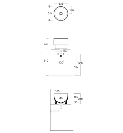Раковина SIMAS PO-MO накладная или полувстраиваемая сверху без отверстий цвет белый PO03