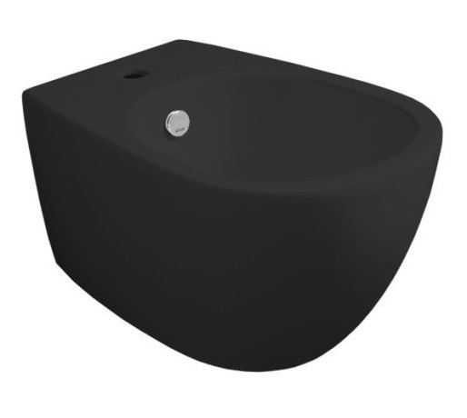 Комплект унитаз SIMAS VIGNONI подвесной безободковый  с сиденьем с микролифтом цвет черный глянцевый VI18/F85.NE +VI004.NE +VI19/F85.NE Биде SIMAS VIGNONI подвесное с одним отверстием цвет черный глянцевый