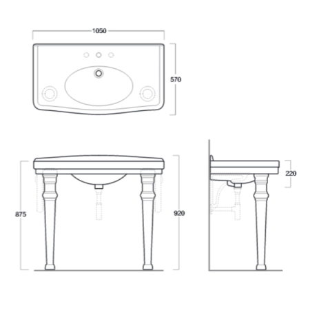 Раковина SIMAS LONDRA подвесная на ноги на кронштейны с одним отверстием цвет белый LO934