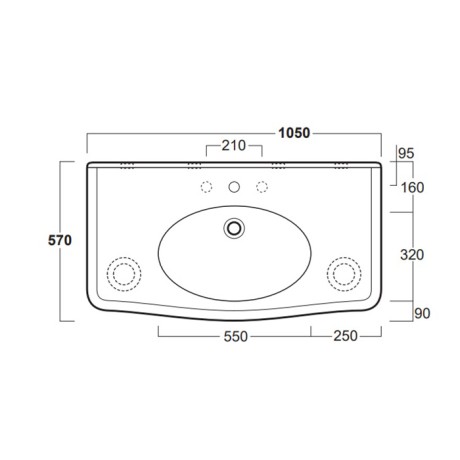 Раковина SIMAS LONDRA подвесная на ноги на кронштейны с одним отверстием цвет белый LO934