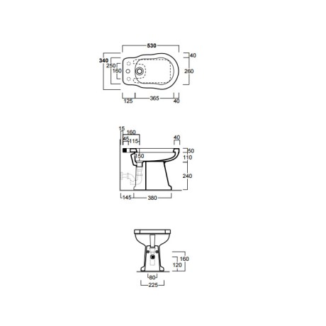 Биде SIMAS LONDRA Напольное приставное с одним отверстием цвет белый LO923