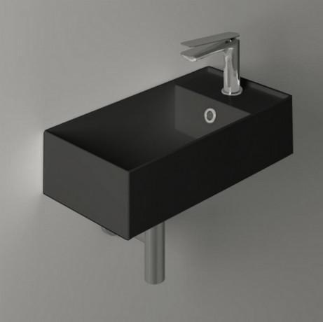 Раковина SIMAS AGILE подвесная или накладная с одним отверстием с полкой правой цвет черный матовый AG50.NM