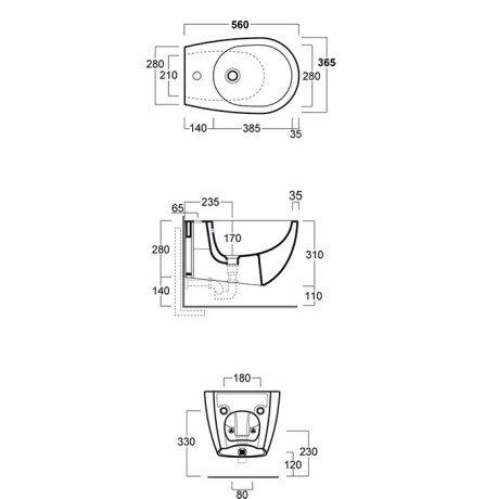 Биде SIMAS VIGNONI подвесное с одним отверстием цвет черный VI19/F85.NE