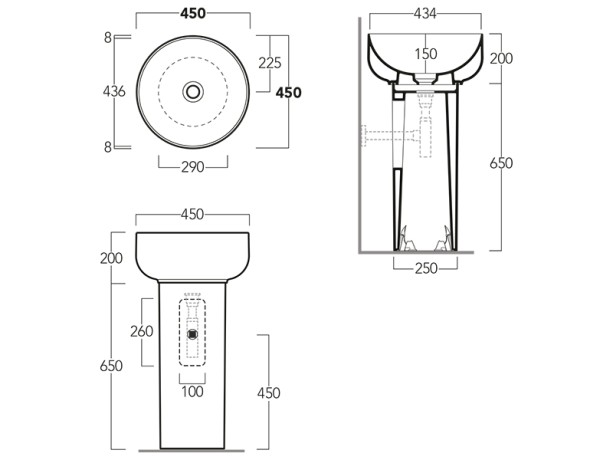 Колонна SIMAS BALLOON напольная цвет белый CN300 слив в стену