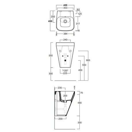 Раковина SIMAS BADEN BADEN подвесная с одним отверстием цвет белый BB13/F87