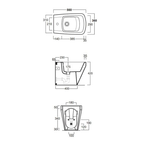 Биде SIMAS BADEN BADEN Напольное приставное с одним отверстием цвет белый BB04/F91