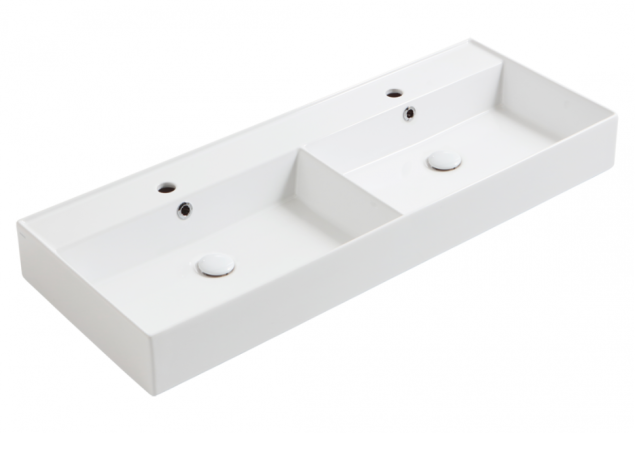 Раковина SIMAS AGILE двойная подвесная или накладная с одним отверстием цвет белый AG121D