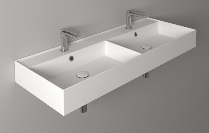 Раковина SIMAS AGILE двойная подвесная или накладная с одним отверстием цвет белый AG121D