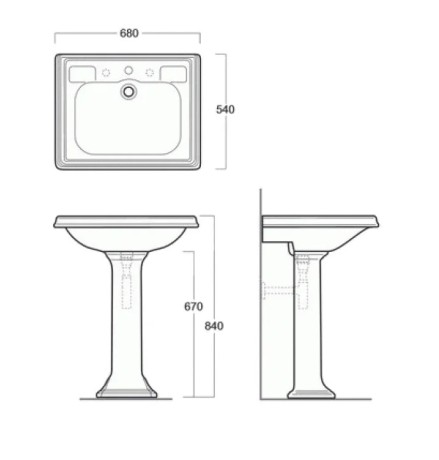 Раковина SIMAS ARCADE подвесная на пьедестал с одним отверстием без спинки цвет белый AR844