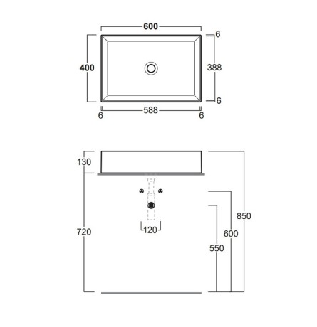 Раковина SIMAS AGILE накладная без отверстий эмалированная с 4 сторон цвет белый AG60