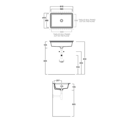 Раковина SIMAS AGILE под столешницу без отверстий цвет белый S60