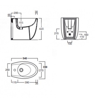 Биде SIMAS BORMIO Напольное приставное с одним отверстием цвет белый BR04