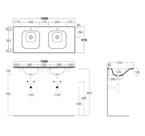 Раковина SIMAS WAVE подвесная на столешницу или на тумбу с одним отверстием цвет белый WA120