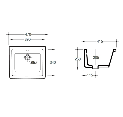 Раковина SIMAS SPECIALI подвесная на кронштейны или накладная без отверстий цвет белый S64