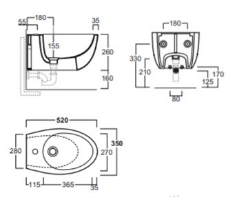Биде SIMAS BORMIO подвесное с одним отверстием цвет белый BR19/F85