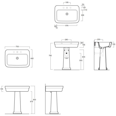 Раковина SIMAS EVOLUTION подвесная на пьедестал с одним отверстием цвет белый EVO11
