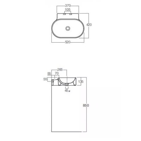 Раковина SIMAS FLOW подвесная с одним намеченным отверстием цвет белый FL17