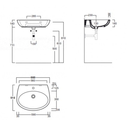 Раковина SIMAS BORMIO подвесная с одним отверстием цвет белый BR10