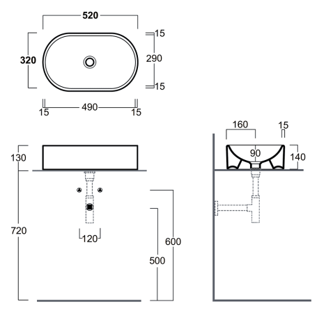 Раковина SIMAS FLOW накладная без отверстий цвет белый FL13