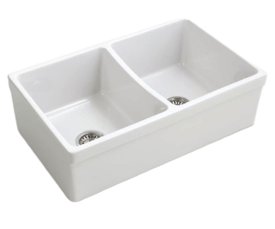 Кухонная мойка SIMAS LAVABI накладная двойная глазированная с 4 сторон без отверстий цвет белый Q532
